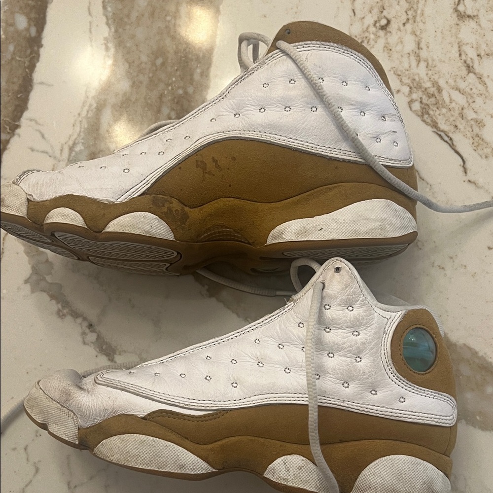 Nike White and Tan High-Top Sneakers
